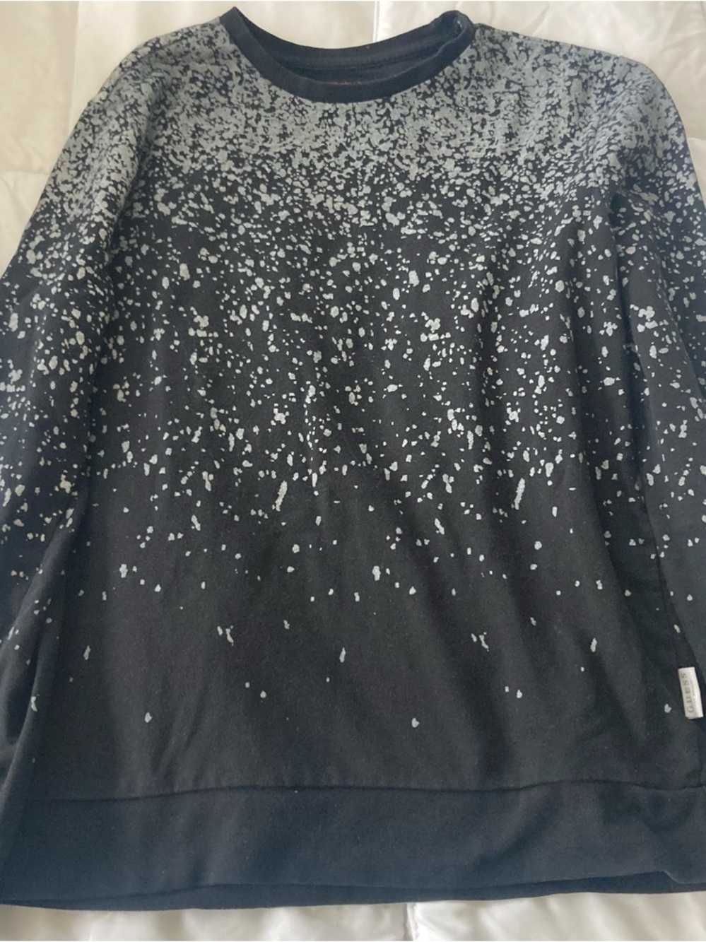 Guess Black Crewneck Sweatshirt with Silver Speckle Print